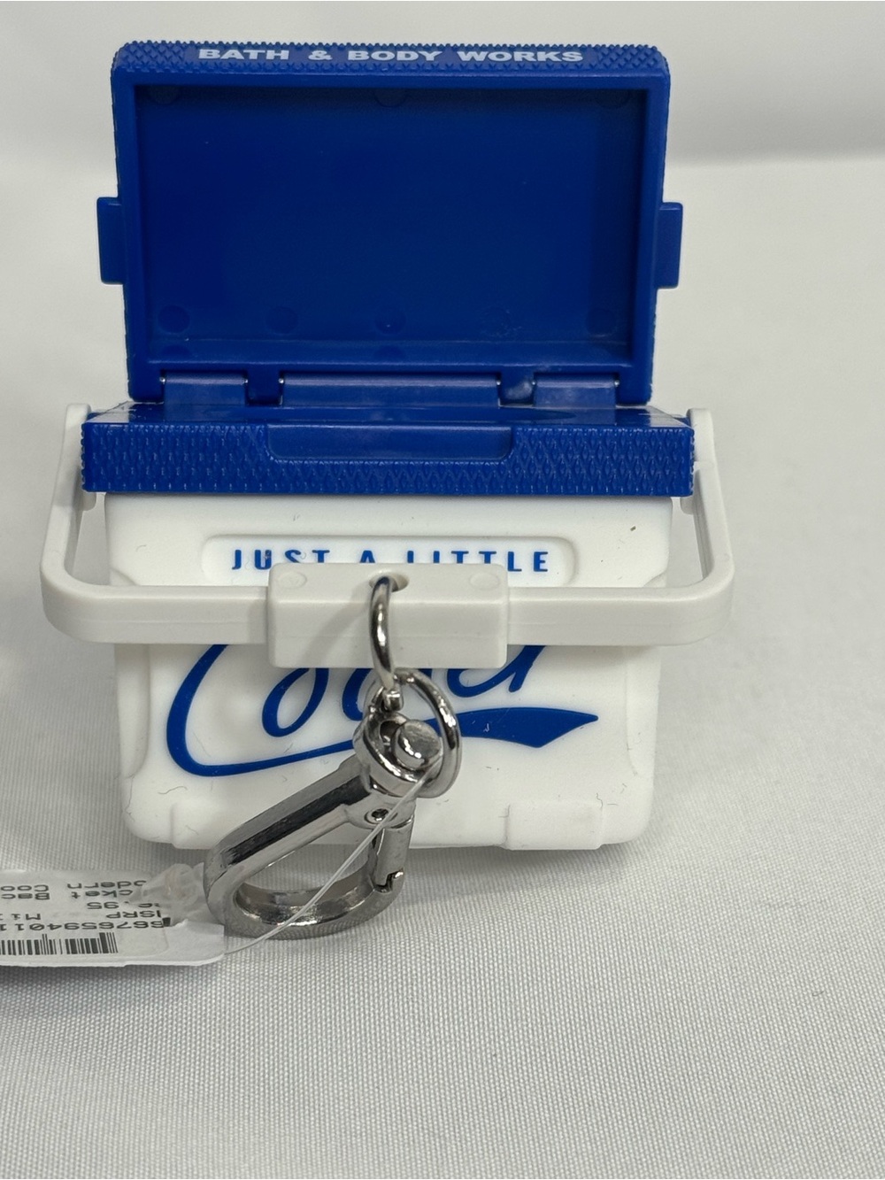 Bath & Body Works White & Blue 'Just A Little Cooler' PocketBac Holder Keychain